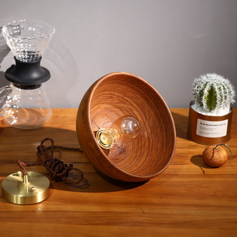 Nordic Log Modern Minimalist Copper Wood Bedside Lamp