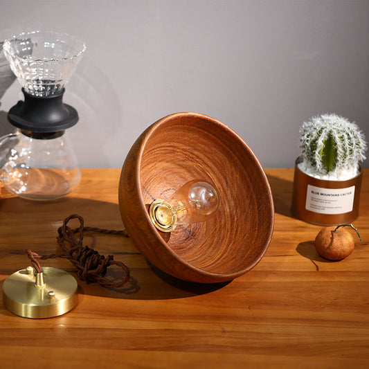 Nordic Log Modern Minimalist Copper Wood Bedside Lamp