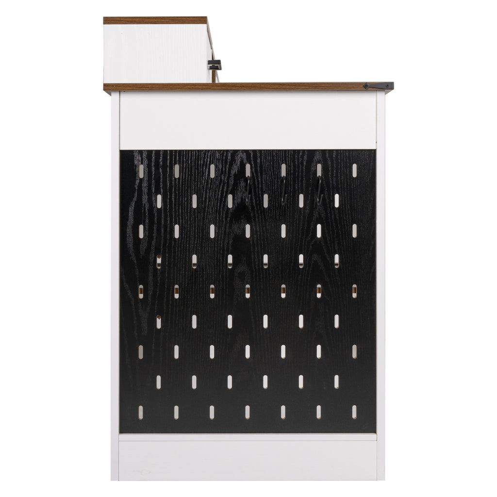 Anthony & Home Studio Barn Door Desk with storage and built-in charging station, featuring a sleek wooden design and barn door style.
