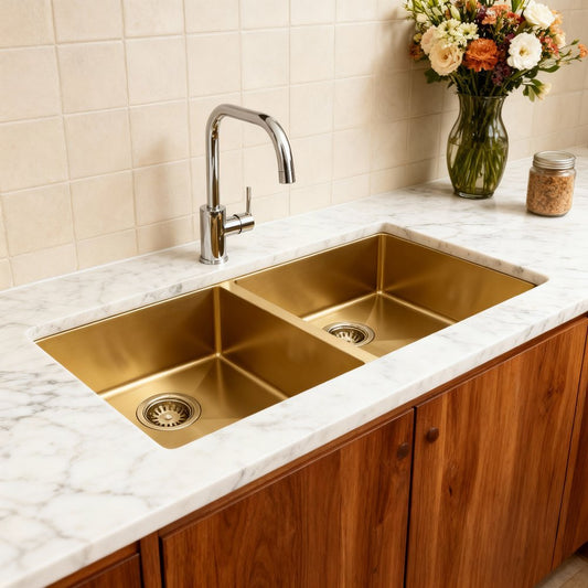10" X 33" Gold Stainless Steel Undermount Kitchen Sink - Anthony & Home
