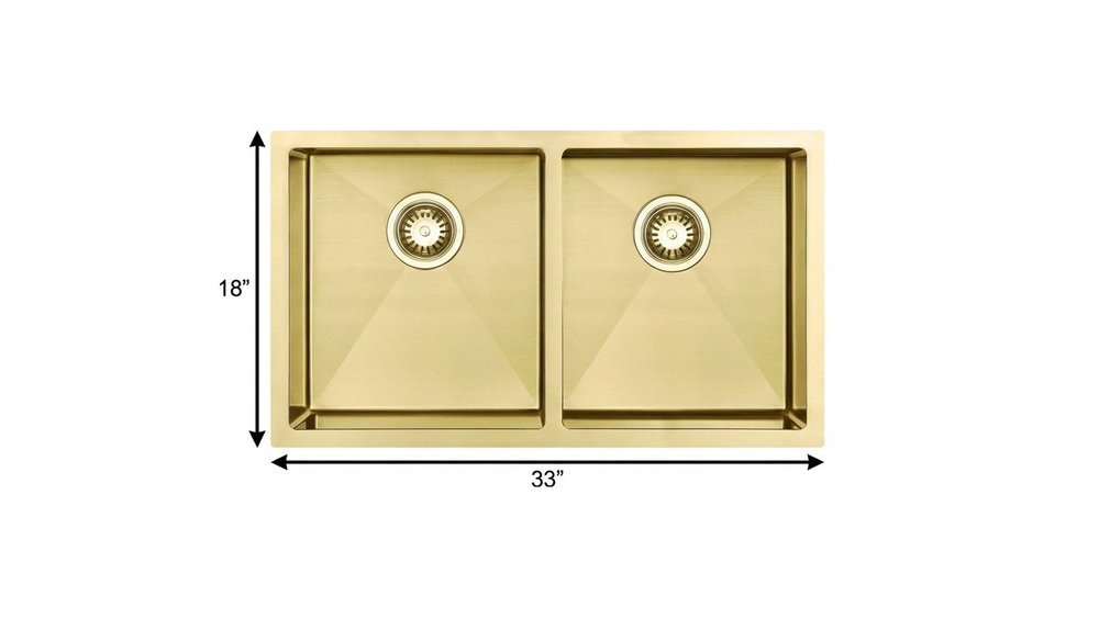 10" X 33" Gold Stainless Steel Undermount Kitchen Sink - Anthony & Home