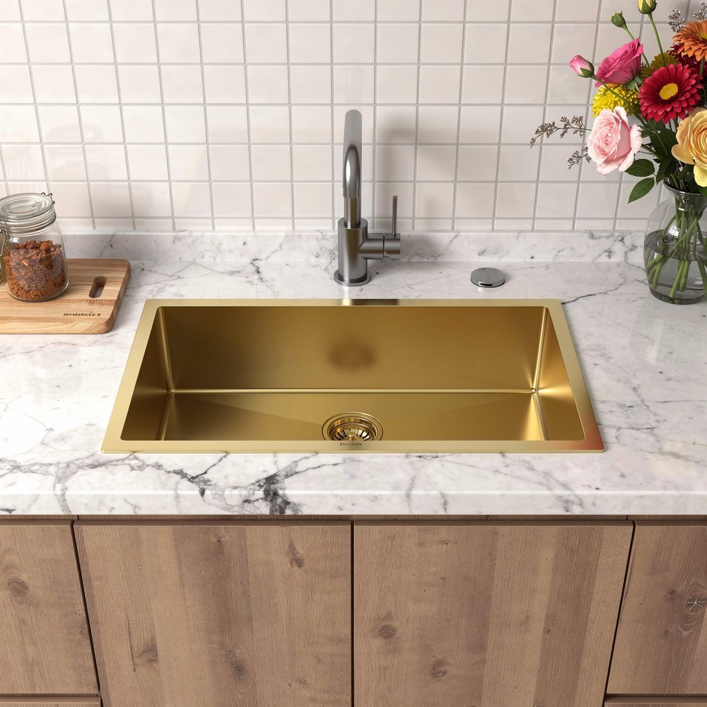 9" X 30" Gold Stainless Steel Undermount Kitchen Sink - Anthony & Home