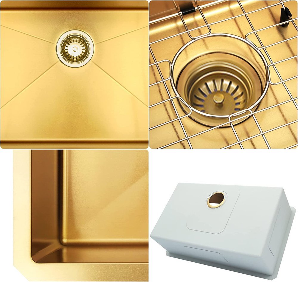 9" X 30" Gold Stainless Steel Undermount Kitchen Sink - Anthony & Home