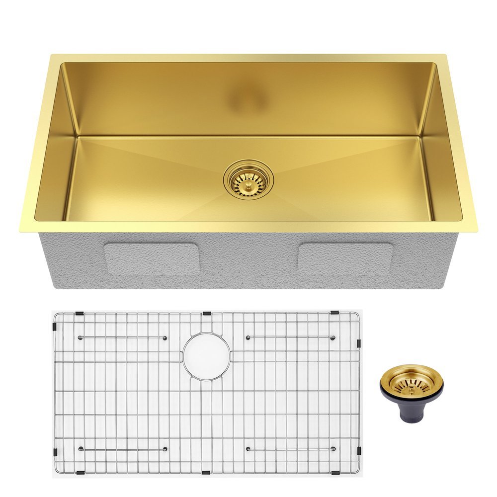 9" X 30" Gold Stainless Steel Undermount Kitchen Sink - Anthony & Home
