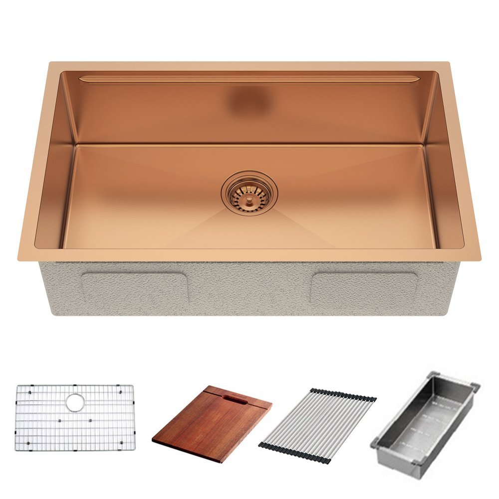 9" X 30" Gold Stainless Steel Undermount Kitchen Sink - Anthony & Home