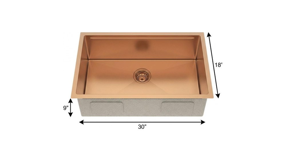 9" X 30" Gold Stainless Steel Undermount Kitchen Sink - Anthony & Home