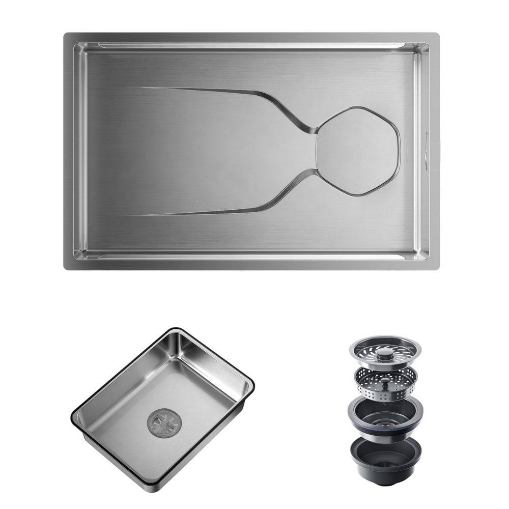 9" X 30" Silver Stainless Steel Undermount Kitchen Sink - Anthony & Home