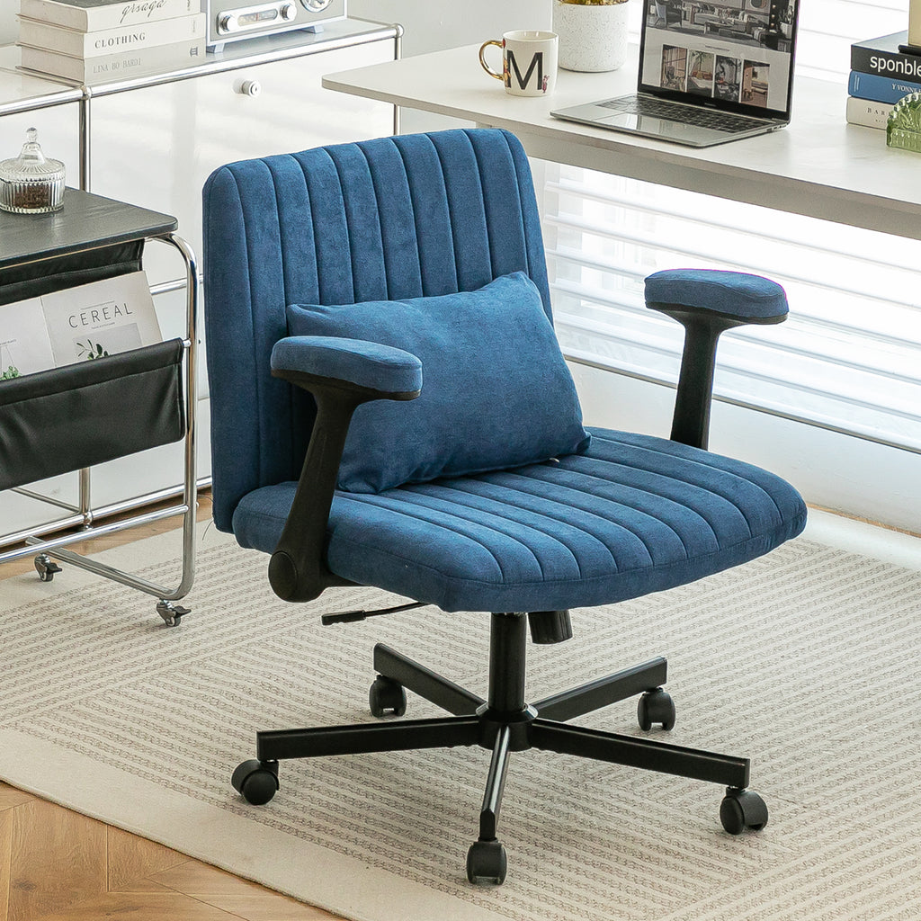 Anthony & Home Atelier velvet office chair with crisscross armrests, featuring plush upholstery and modern ergonomic design.