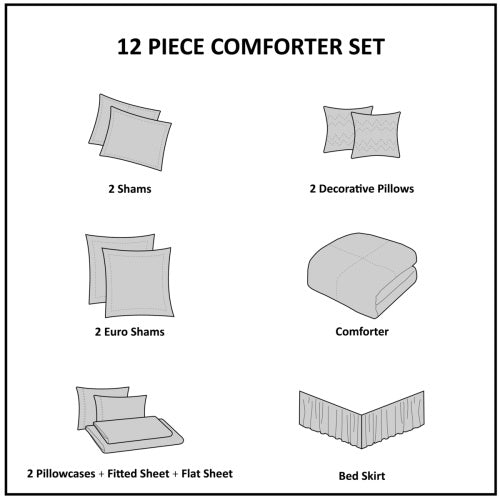 12 Piece Comforter Set With Cotton Sheets Silver Cal King