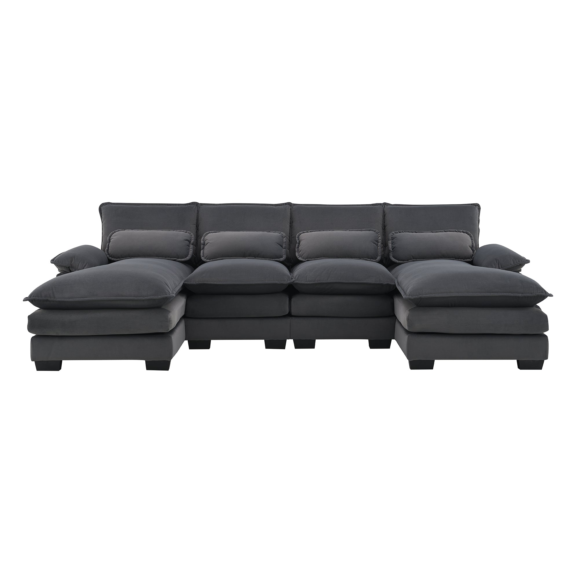 Velvet U-shaped sectional sofa with chaise from Anthony & Home Luxe Collection, featuring plush upholstery and modern design.