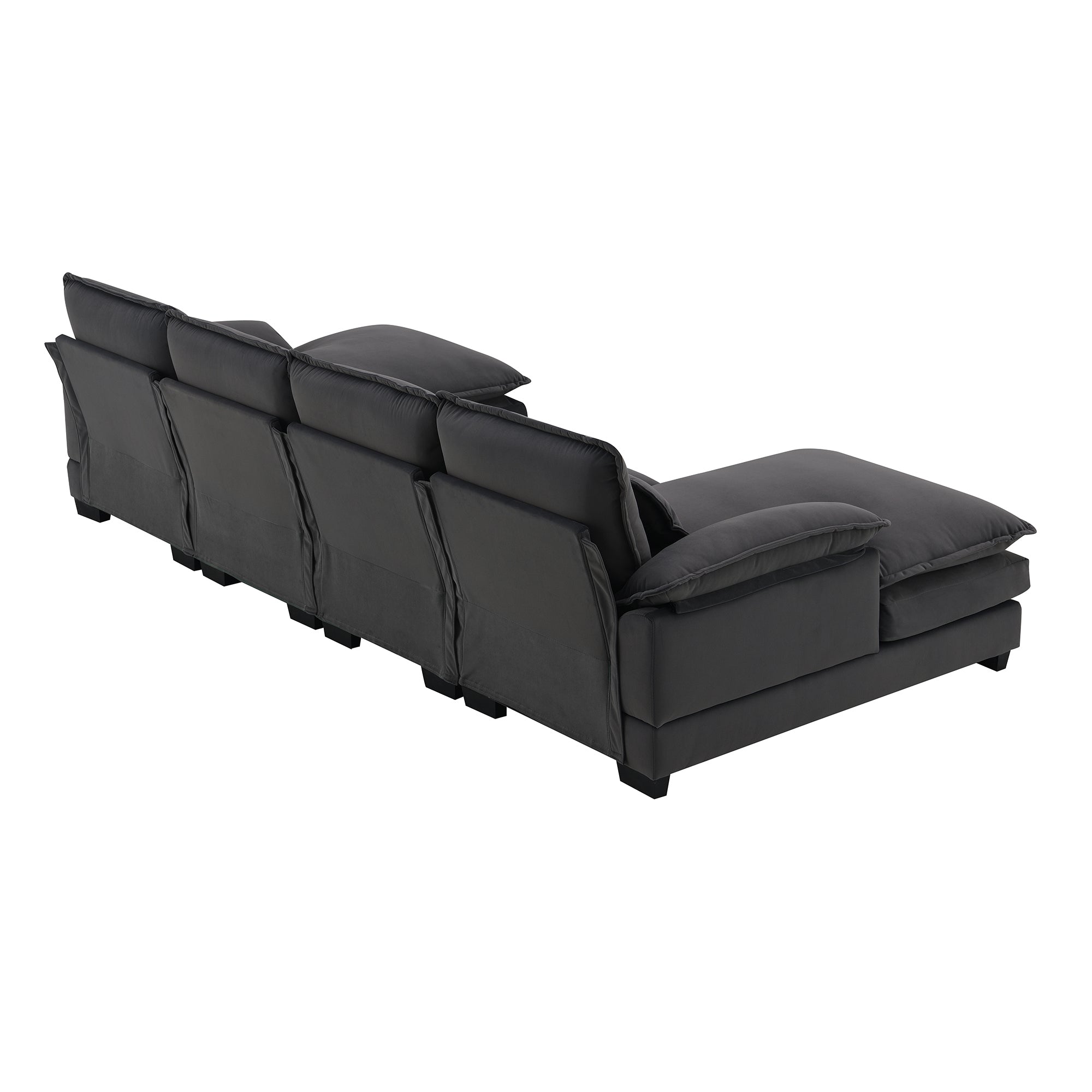 Velvet U-shaped sectional sofa with chaise from Anthony & Home Luxe Collection, featuring plush upholstery and modern design.