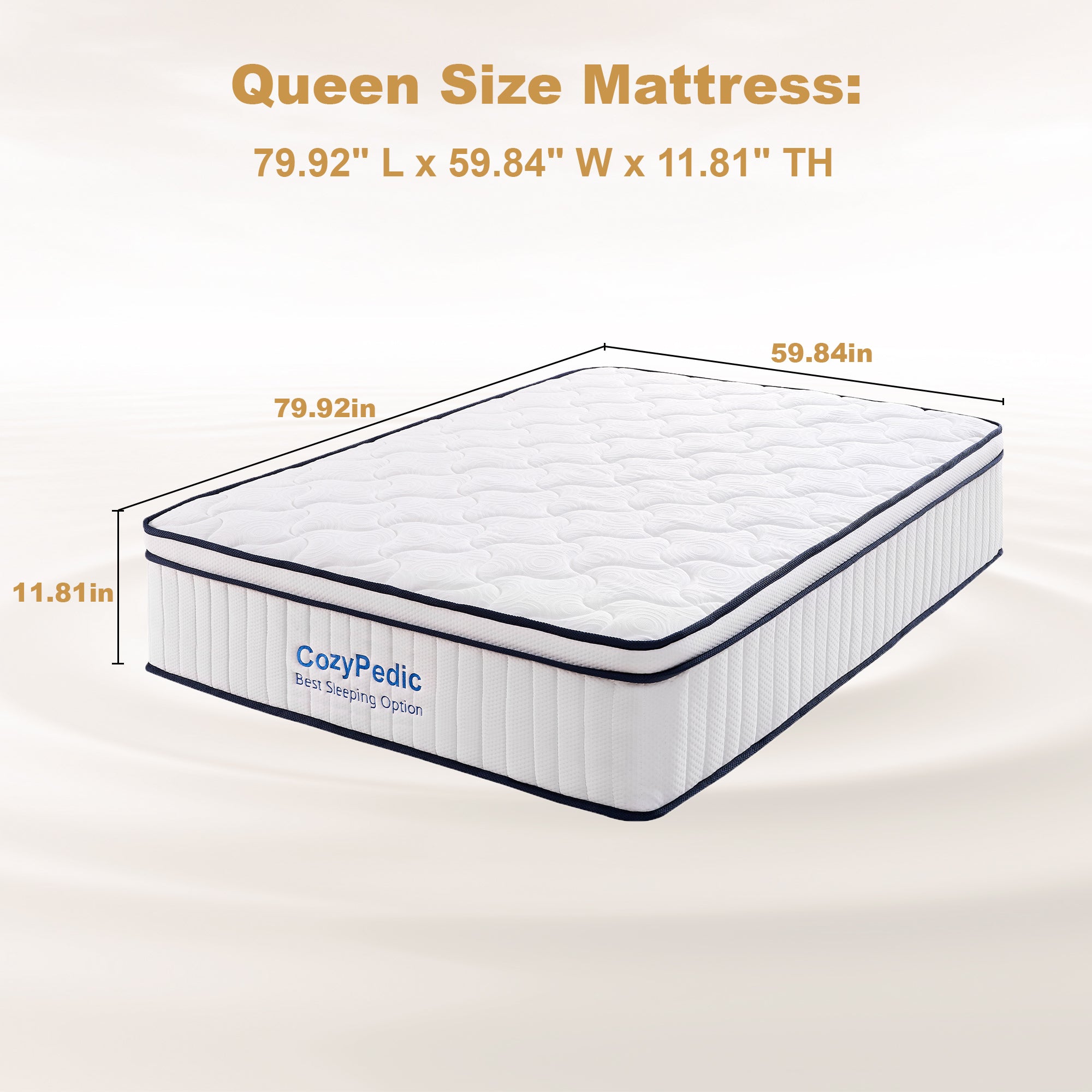 Anthony & Home memory foam queen mattress with pocket springs, showing plush surface and supportive structure.