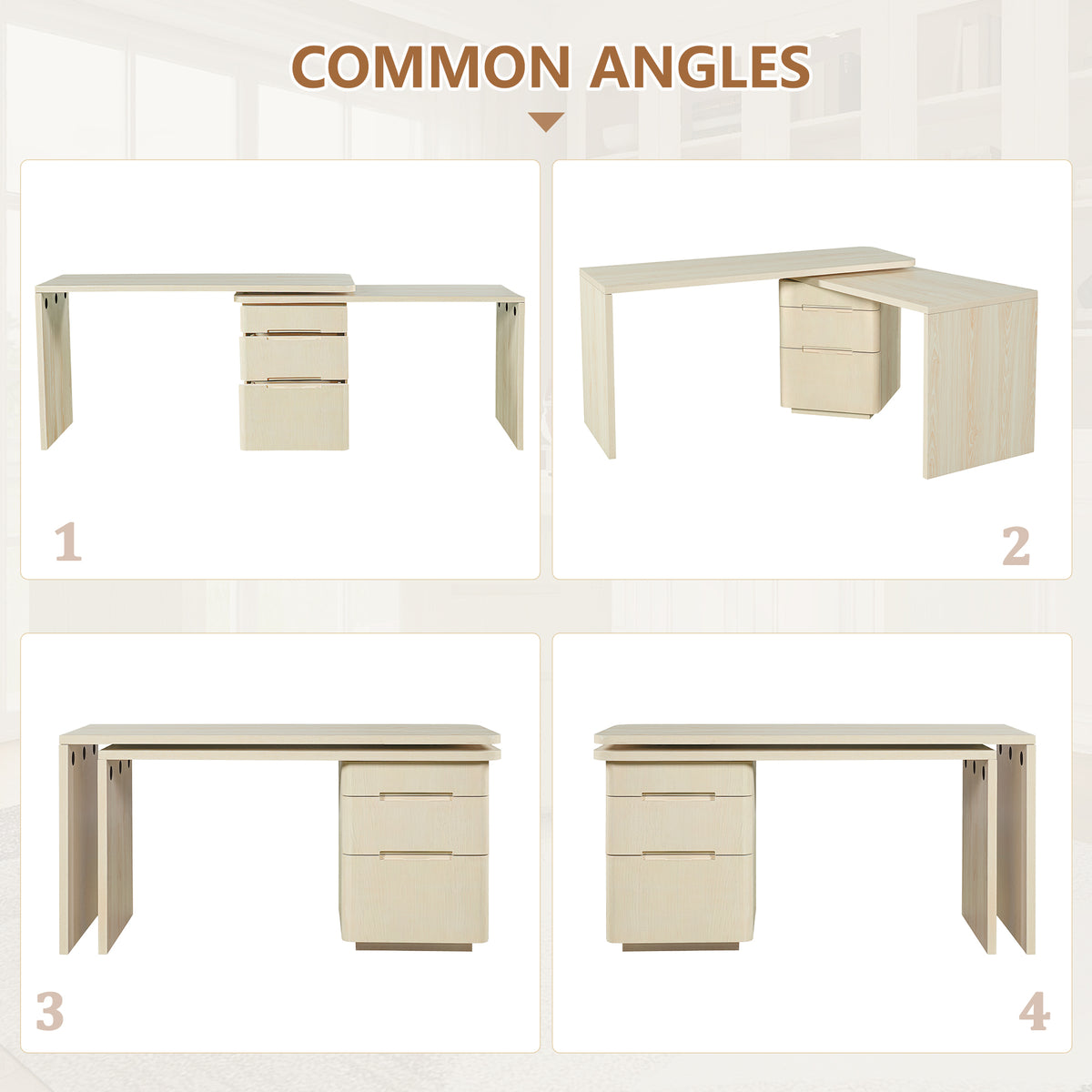 Anthony & Home Atelier 90-inch natural wood L-shaped desk with spacious workspace and modern design.