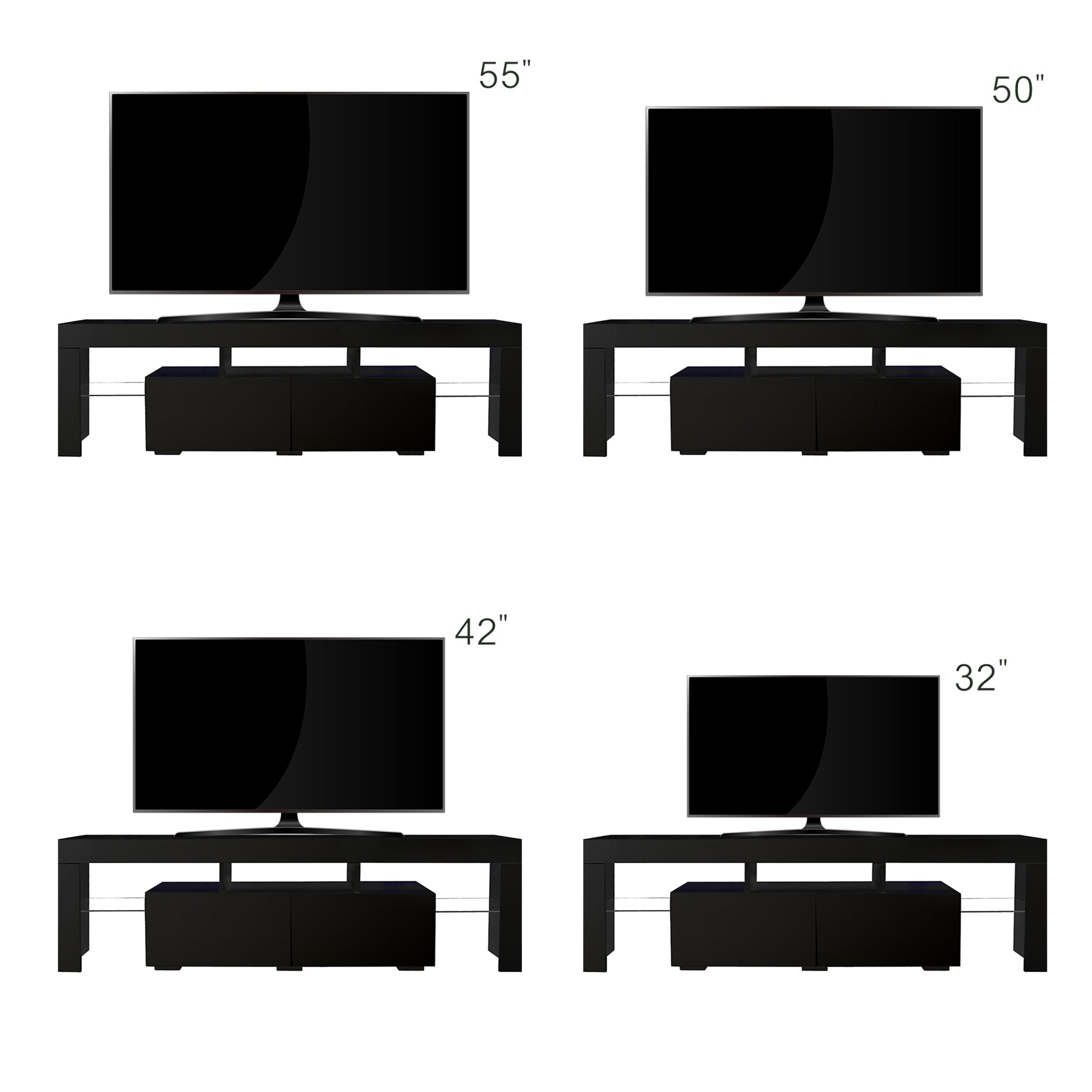 Matte black MDF TV console from Anthony & Home with sleek design and spacious storage compartments.