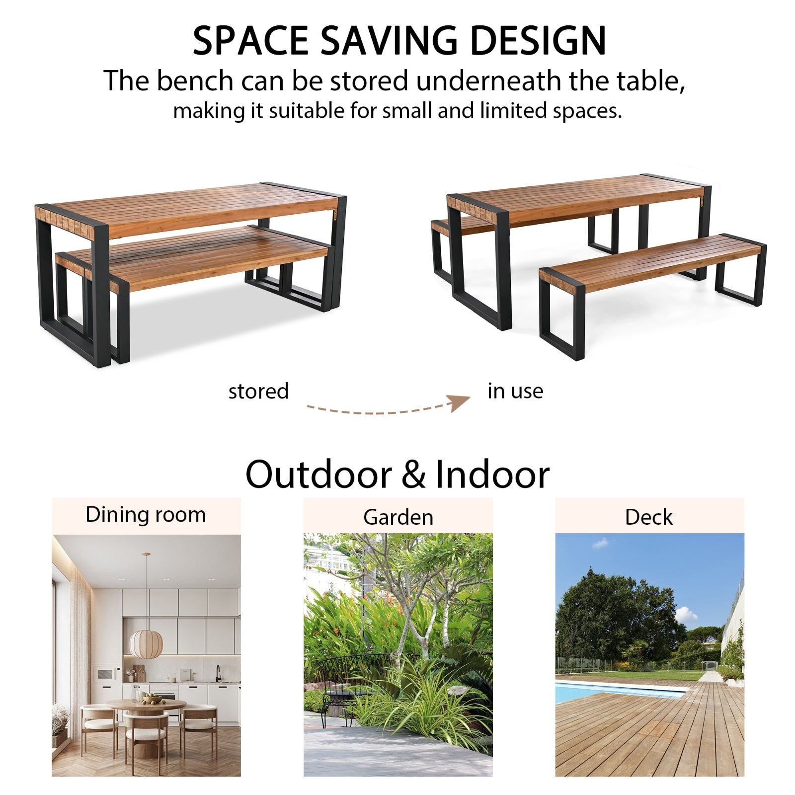 Go 3 Piece Outdoor Dining Set With 2 Benches Acacia Wood
