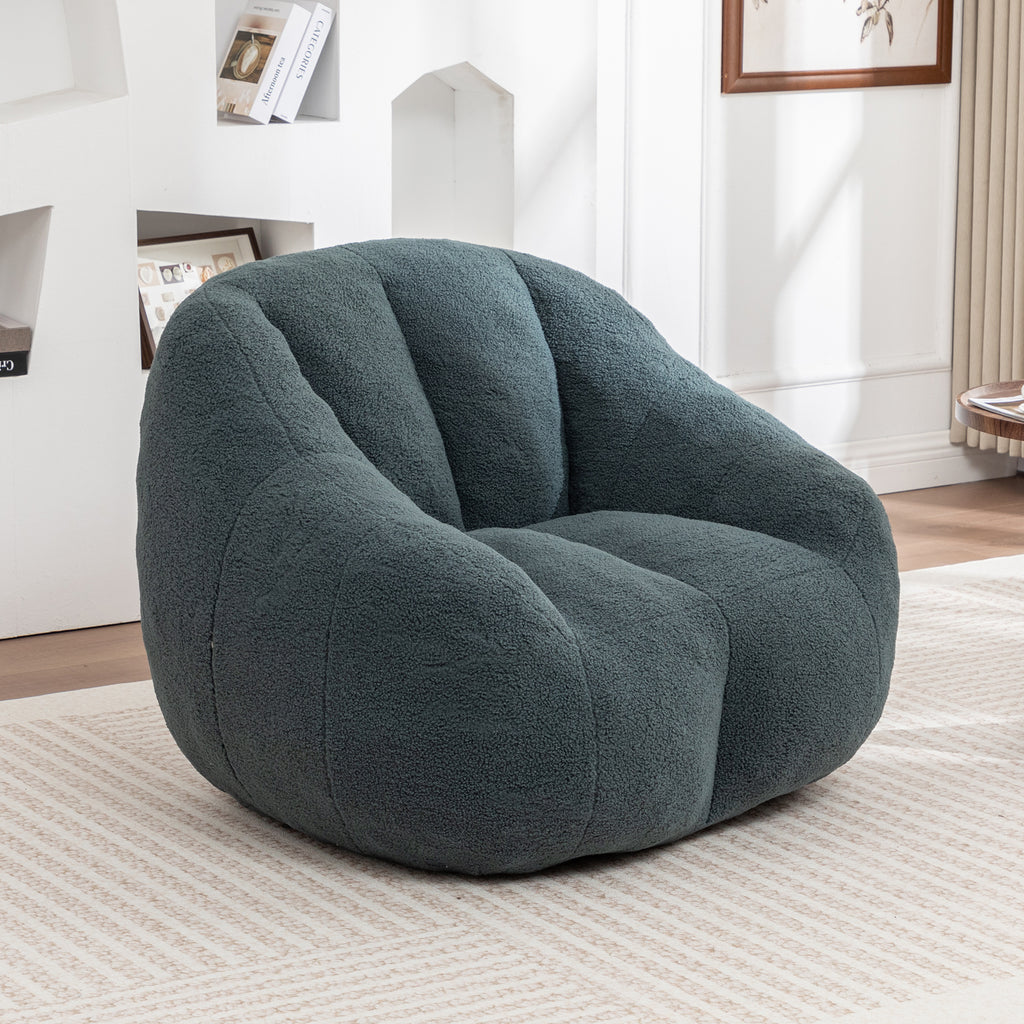 Studio green tufted memory foam bean bag chair by Anthony & Home with plush, textured fabric and a comfortable, modern design.