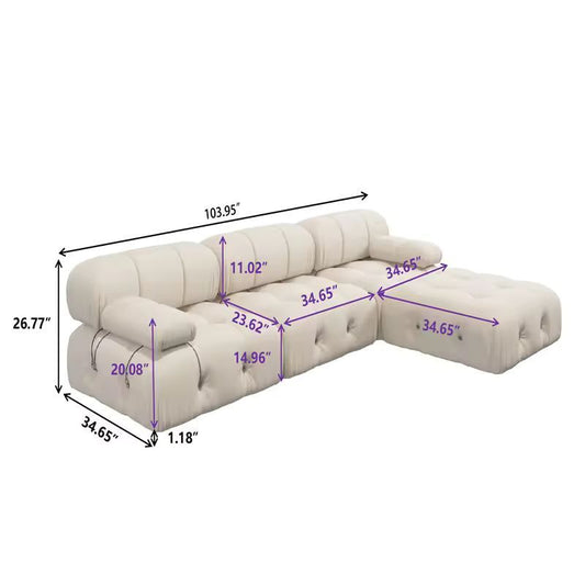 Nordic Modern Apartment Fabric Buckle Sofa for Living Rooms