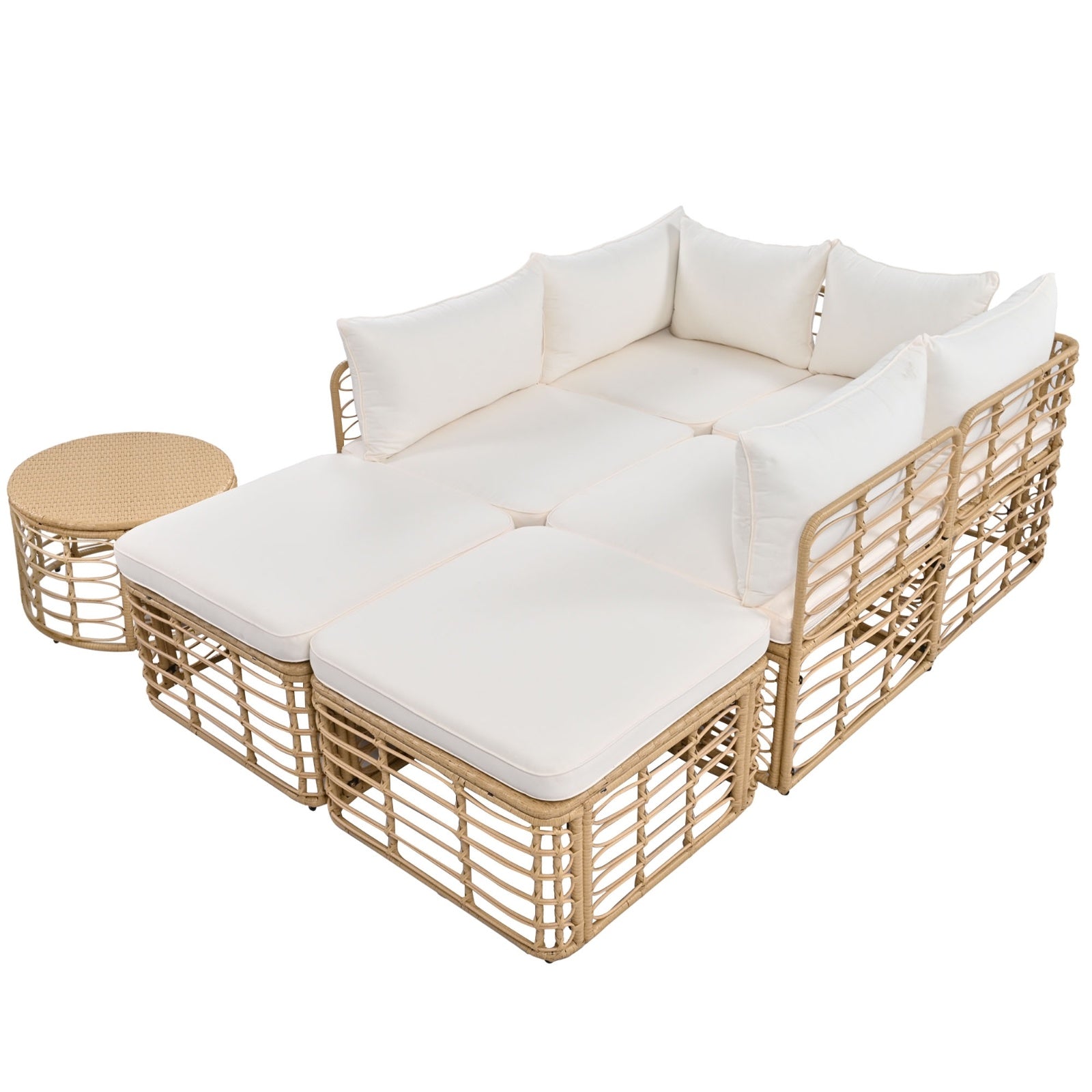 Go 7 Pieces Outdoor Patio Furniture All Weather Rattan Set