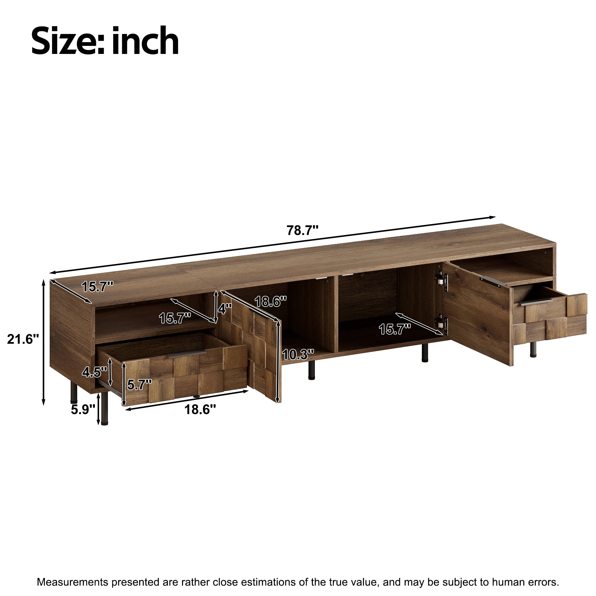 Mid-century style TV stand by Anthony & Home with natural finish, two drawers, perfect for modern living room or studio decor.