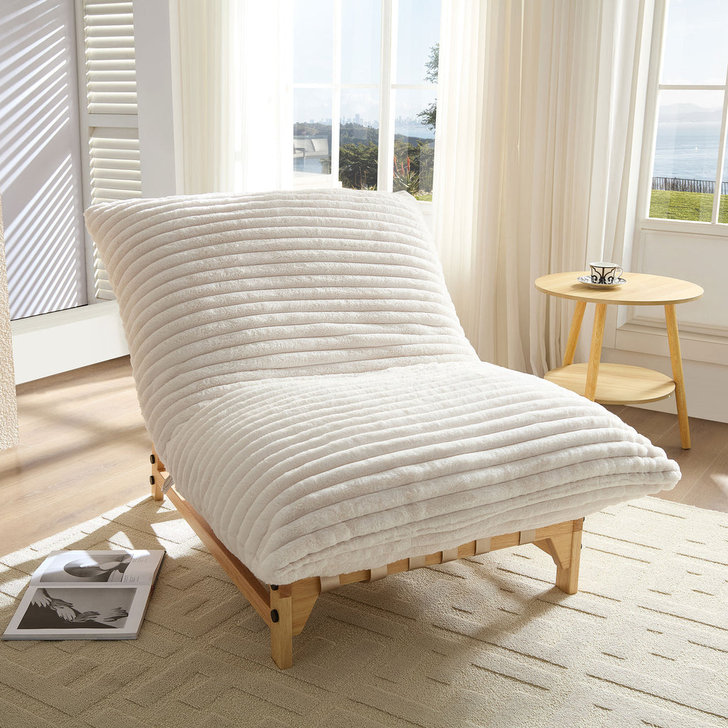 Off-white corduroy armless sofa by Anthony & Home, showing plush fabric and sleek modern design in a stylish living room setting.