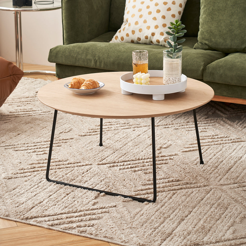 Anthony & Home marble-top round coffee table with minimalist design, ideal for small apartments, American style decor.