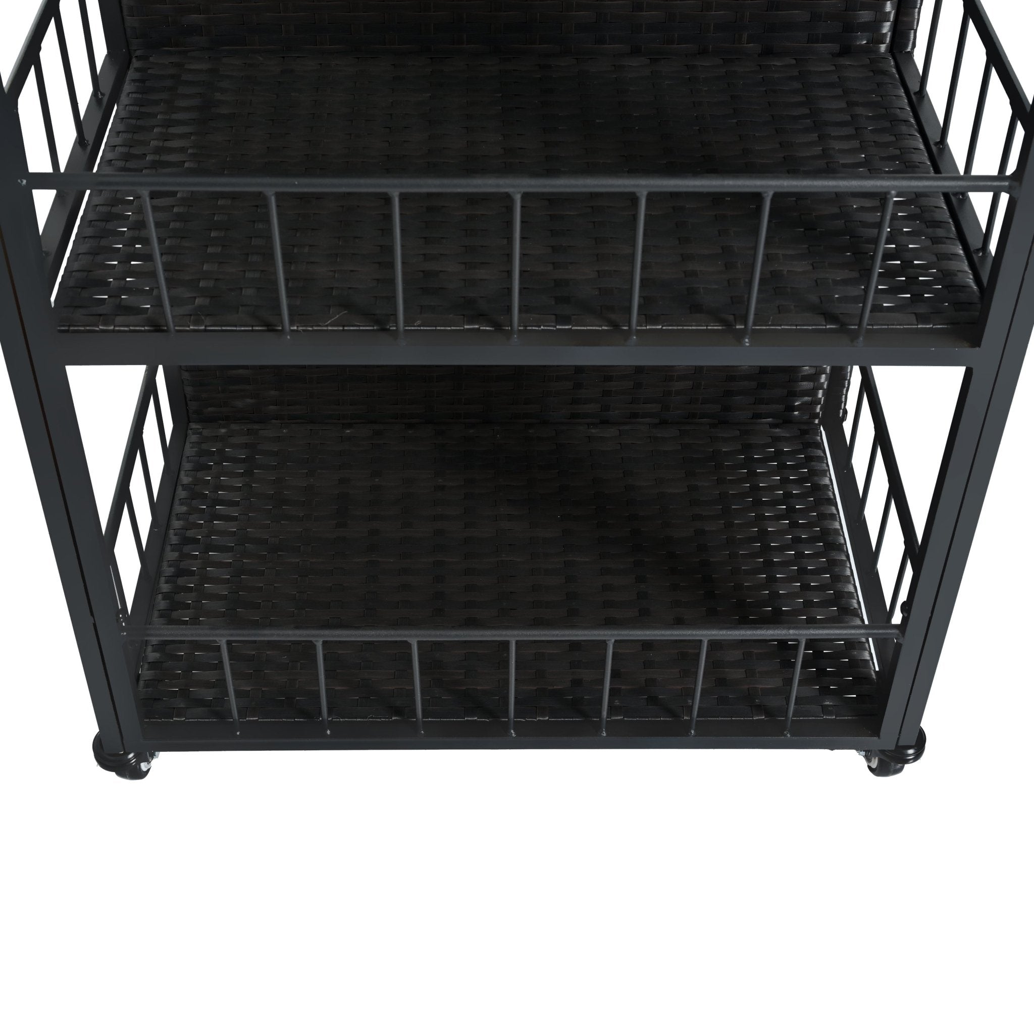 Outdoor kitchen island with storage and folding tabletop in dark brown PE rattan from Anthony & Home's Premium Collection.