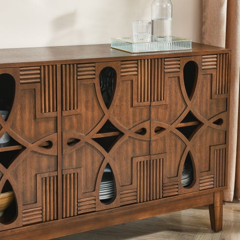 60.5 Inch Walnut Mid Century Modern Sideboard Buffet Cabinet
