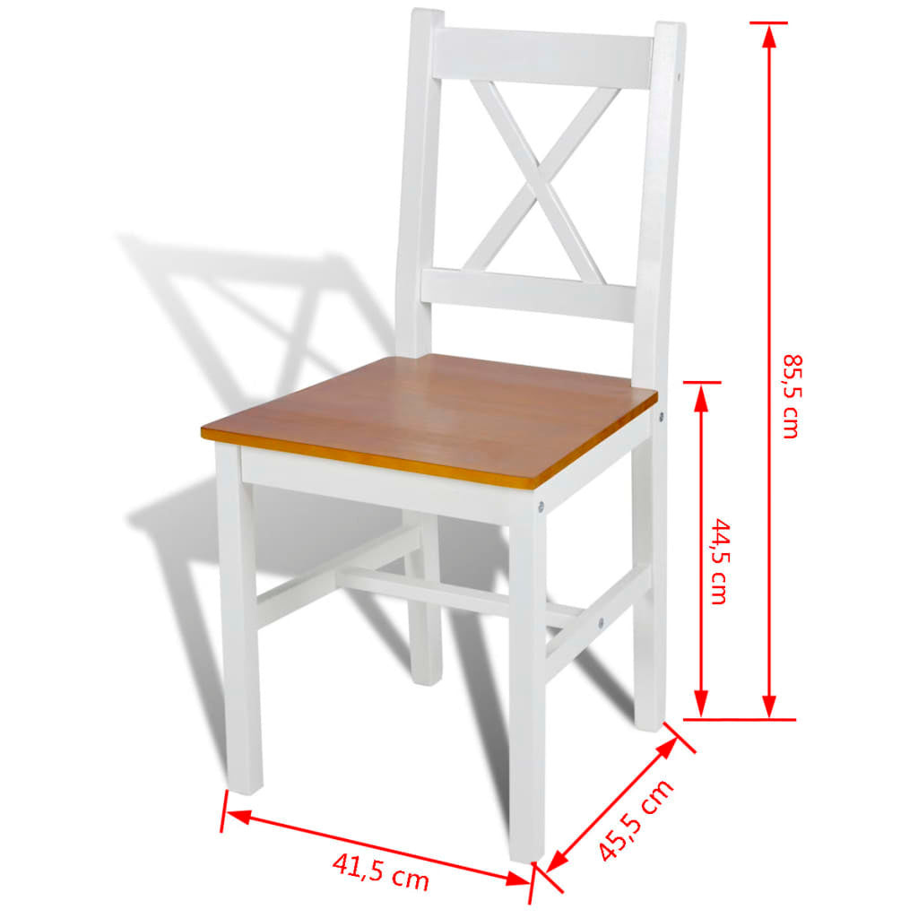 White Pinewood Solid Wood Dining Chairs Set Of Six Premium
