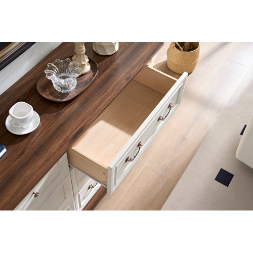 Farmhouse Walnut 6 Drawer Dresser Chest For Bedroom