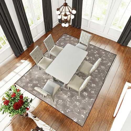 Fx D1 7 Piece Dining Set Chairs And Table Linen Upholstery