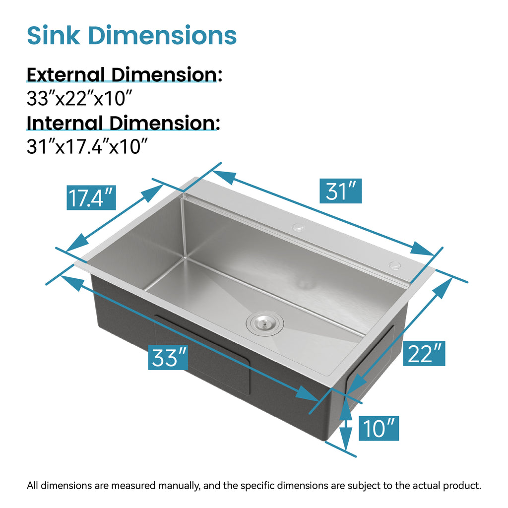 Brushed stainless steel single bowl kitchen sink by Anthony & Home, showcasing its sleek, modern design and durable finish.