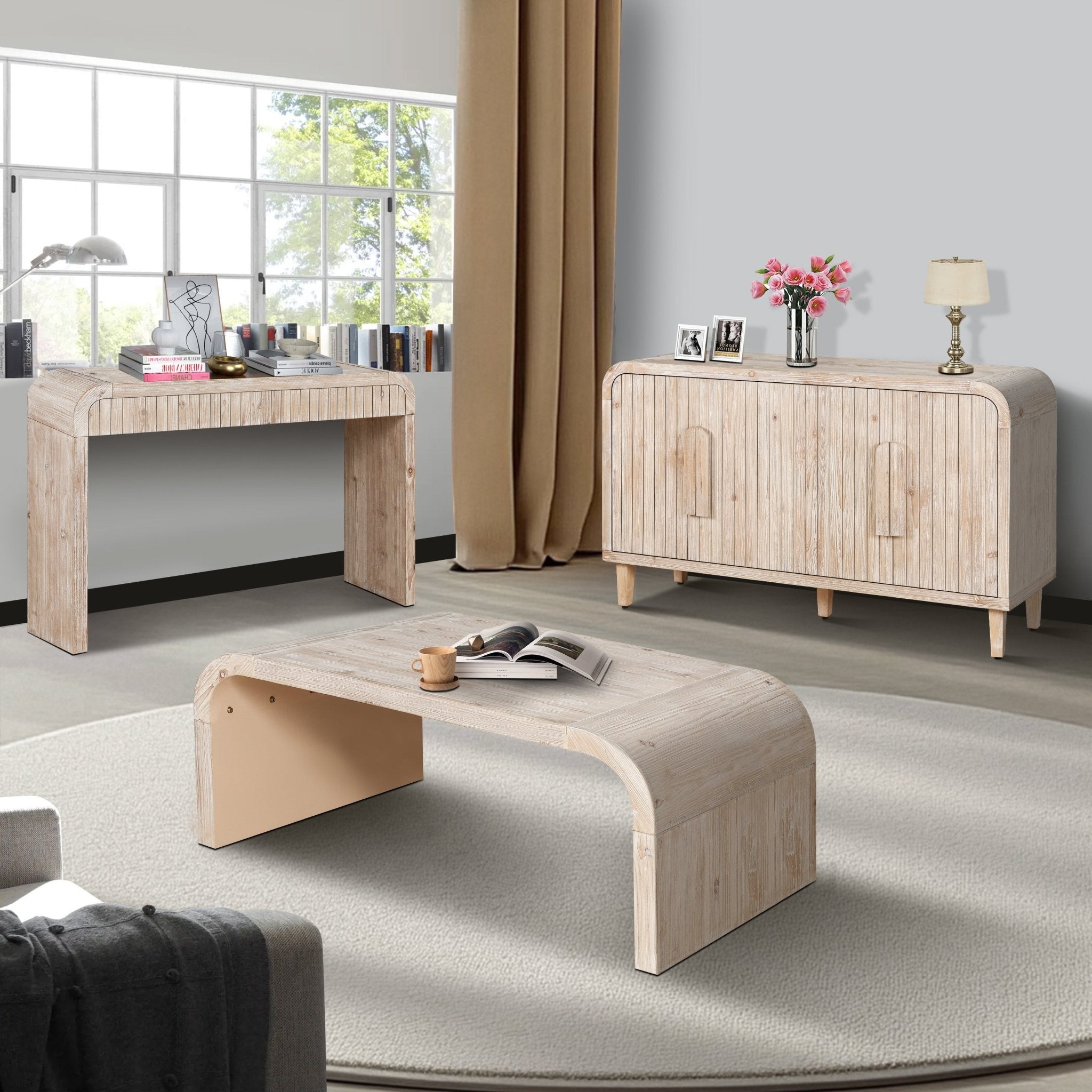 Heritage solid wood console table with hidden drawers by Anthony & Home, showcasing a stylish and functional furniture piece.