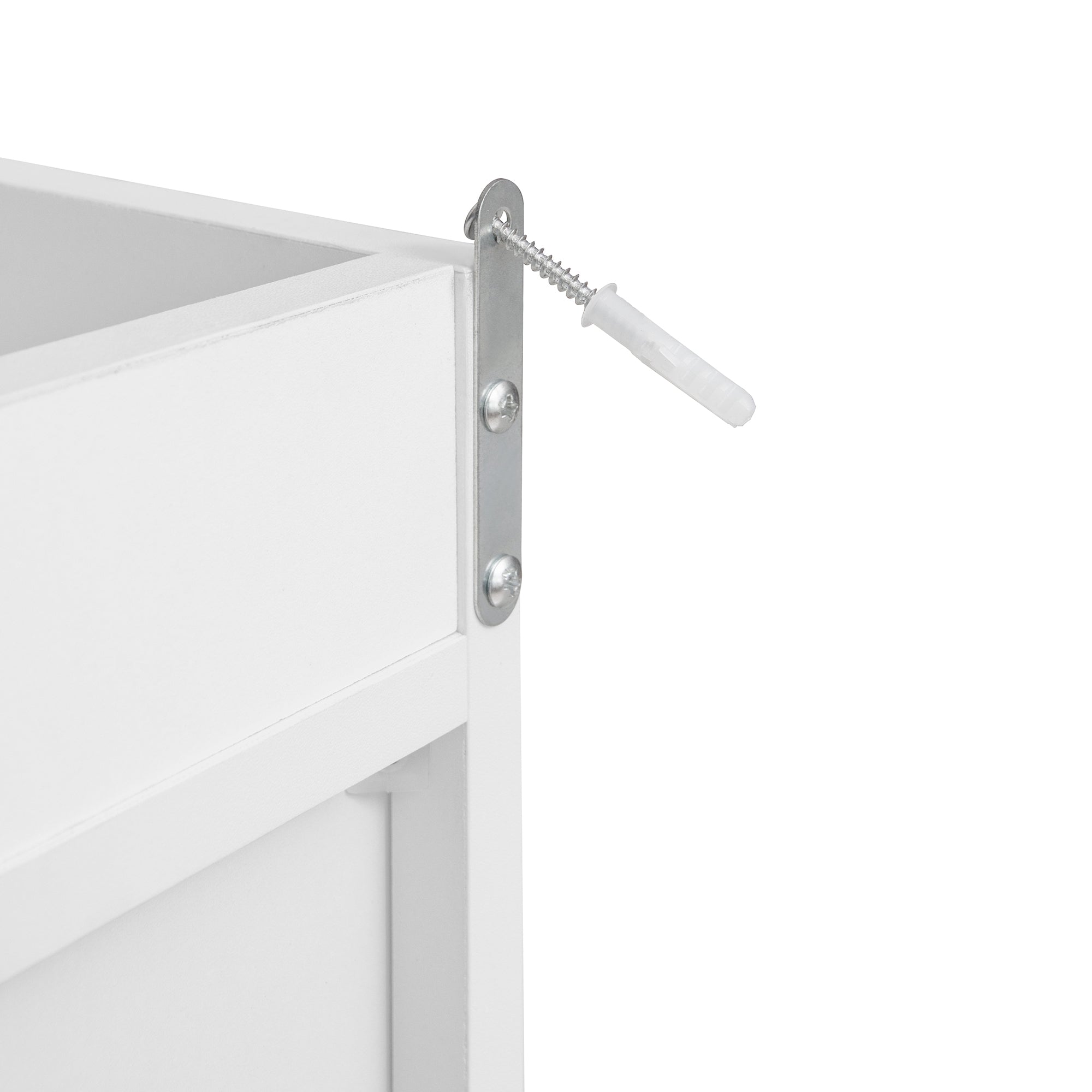 White lacquer wardrobe armoire from Anthony & Home's Elite Collection with three drawers and a refined silhouette.