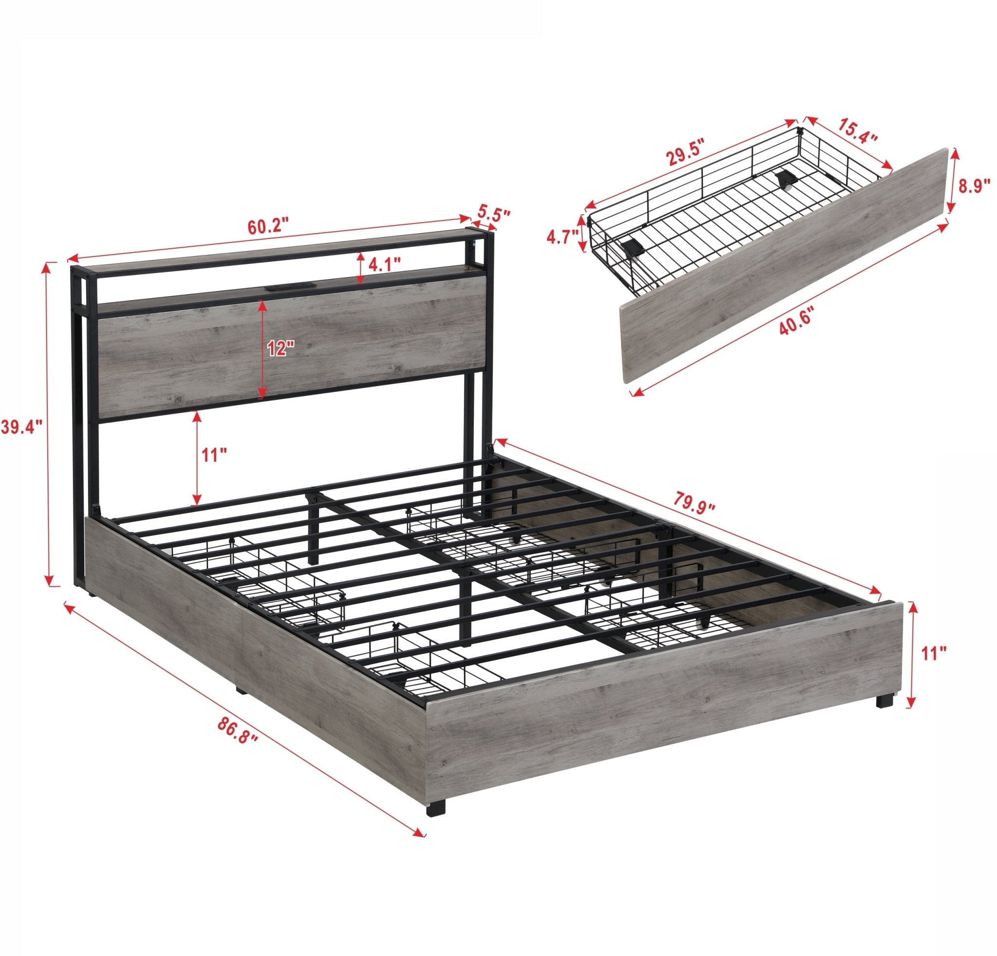 Anthony & Home limited edition queen bed frame with storage headboard, showcasing the stylish bed and built-in storage compartments.