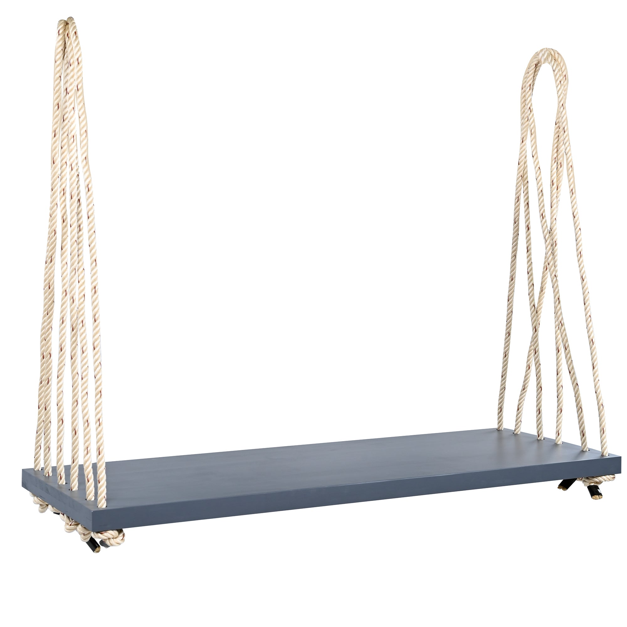 Anthony & Home Topmax Acacia wood patio swing chair with cushioned seat and gray finish, stylish outdoor seating option