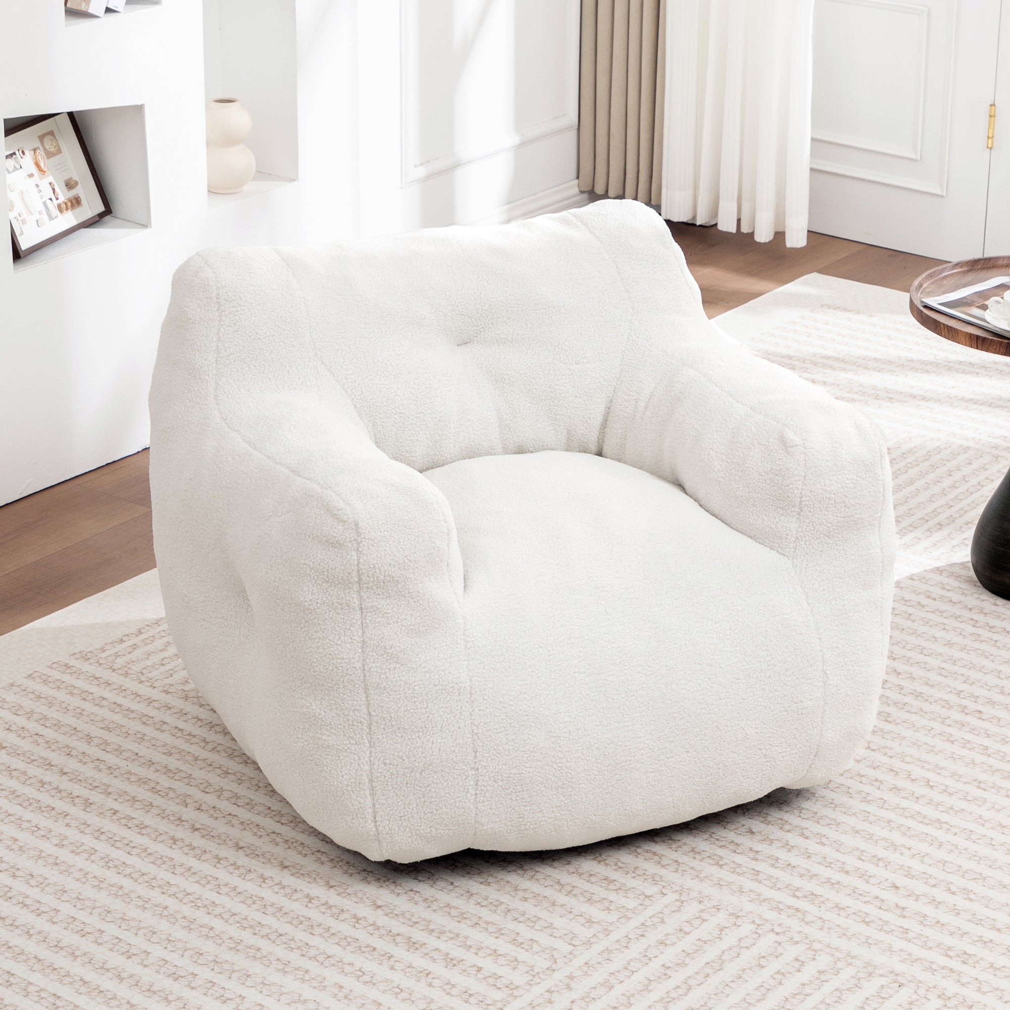 Anthony & Home Atelier Collection foam-filled bean bag chair with armrests, ideal for living room and bedroom seating.