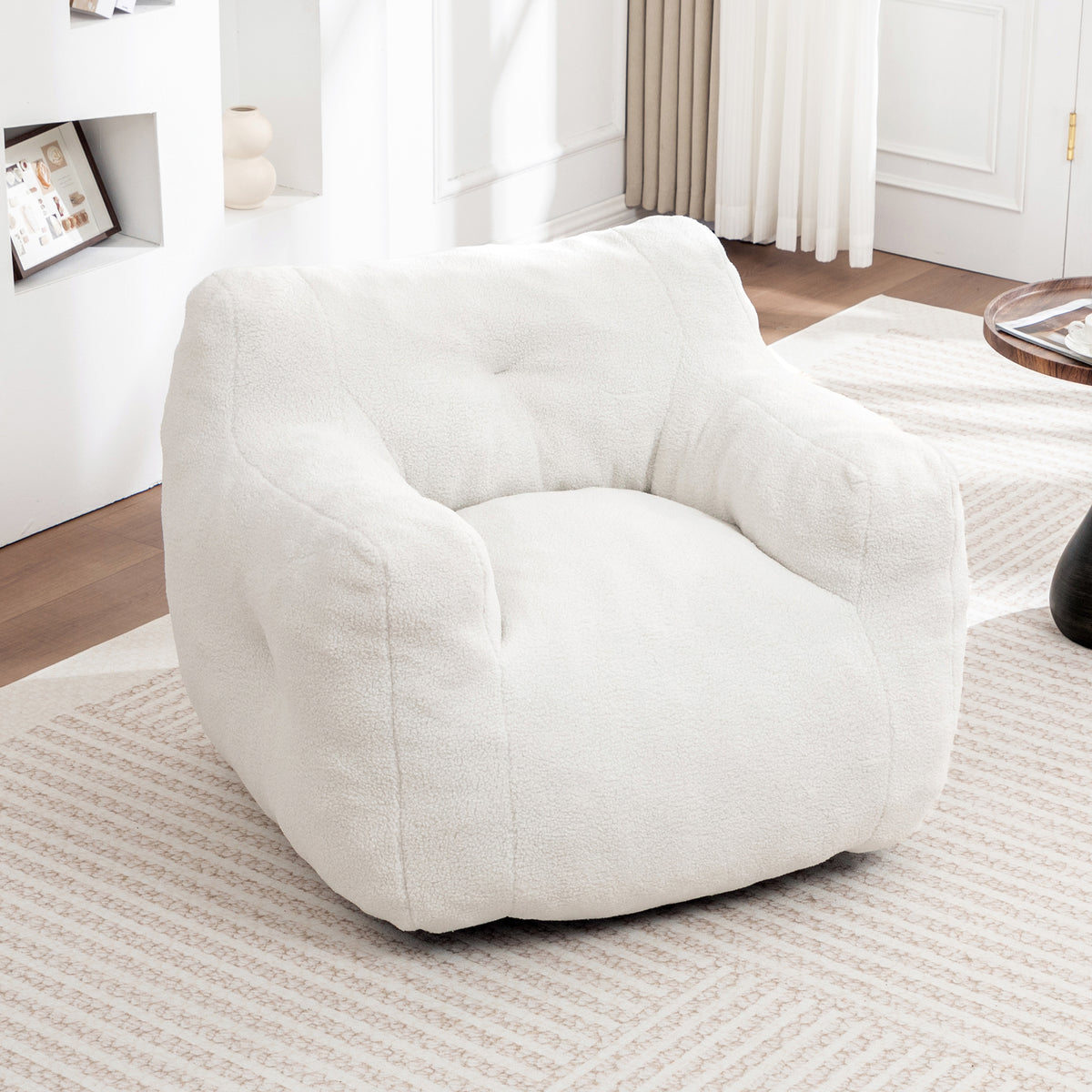 Anthony & Home Atelier Collection foam-filled bean bag chair with armrests, ideal for living room and bedroom seating.
