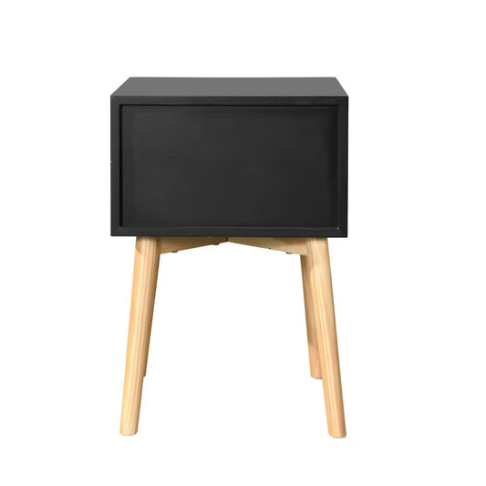 Modern Bedside Table With Two Drawers And Wood Legs