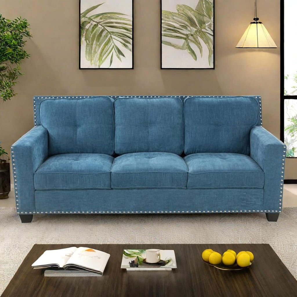 Comfy Sofa Couch, Modern 3 Seater Couche for Living Room, Button Tufted Upholstered Furniture, Solid and Easy to Install Small Couch for Bedroom, Apartment-4