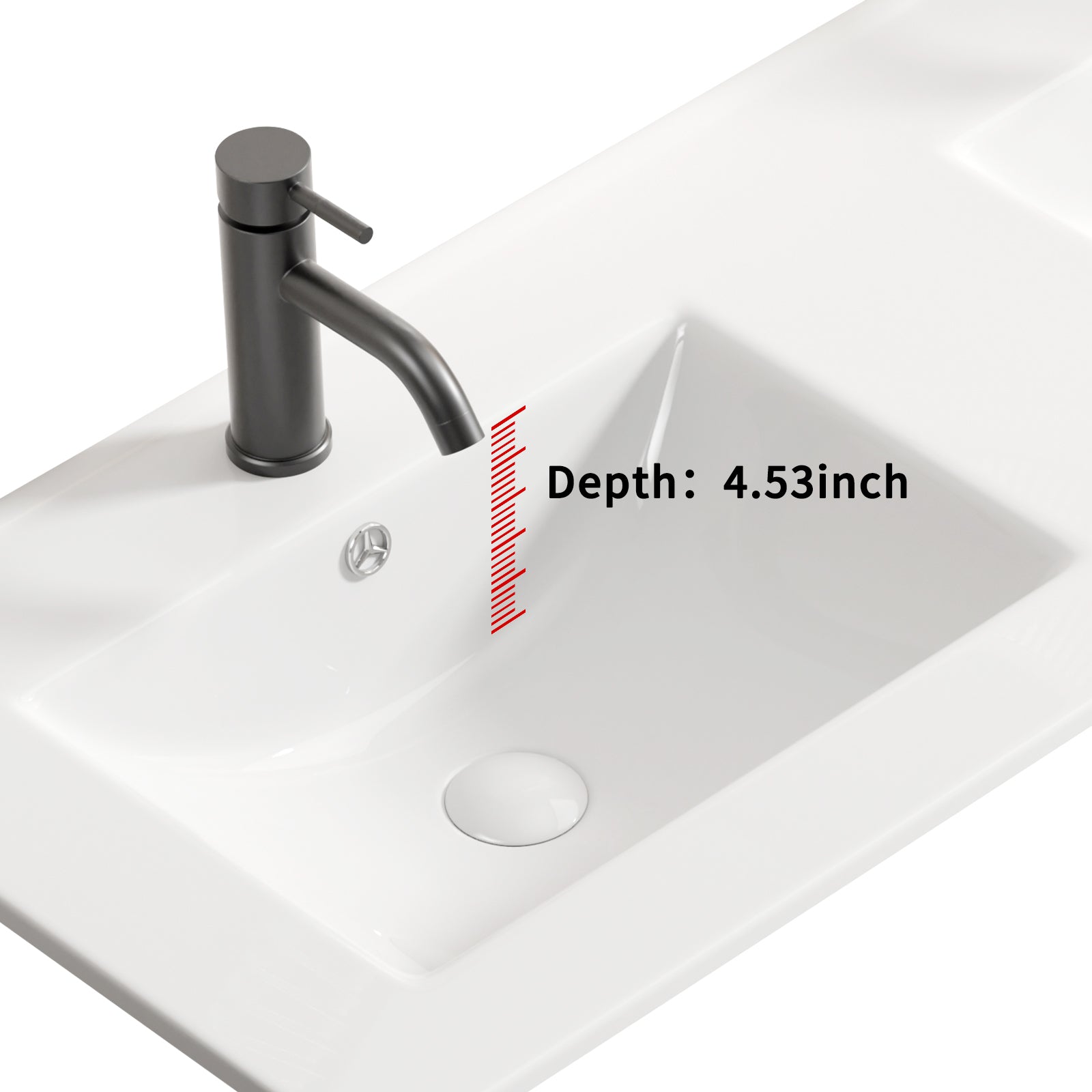 Anthony & Home studio double bowl porcelain vanity sink with two spacious basins and modern design.