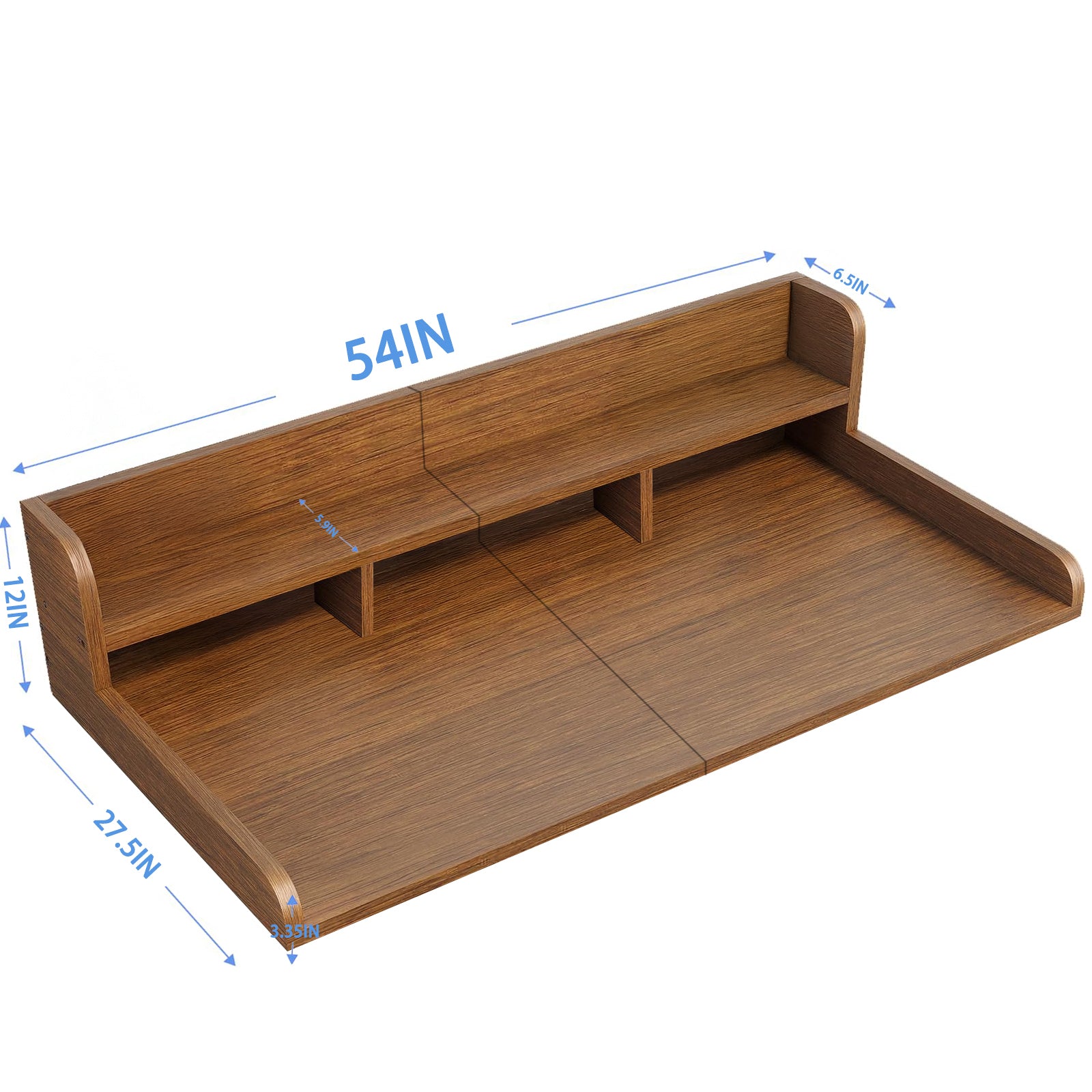 Walnut wood countertop shelf for washer and dryer from Anthony & Home, ideal for laundry room storage and organization.