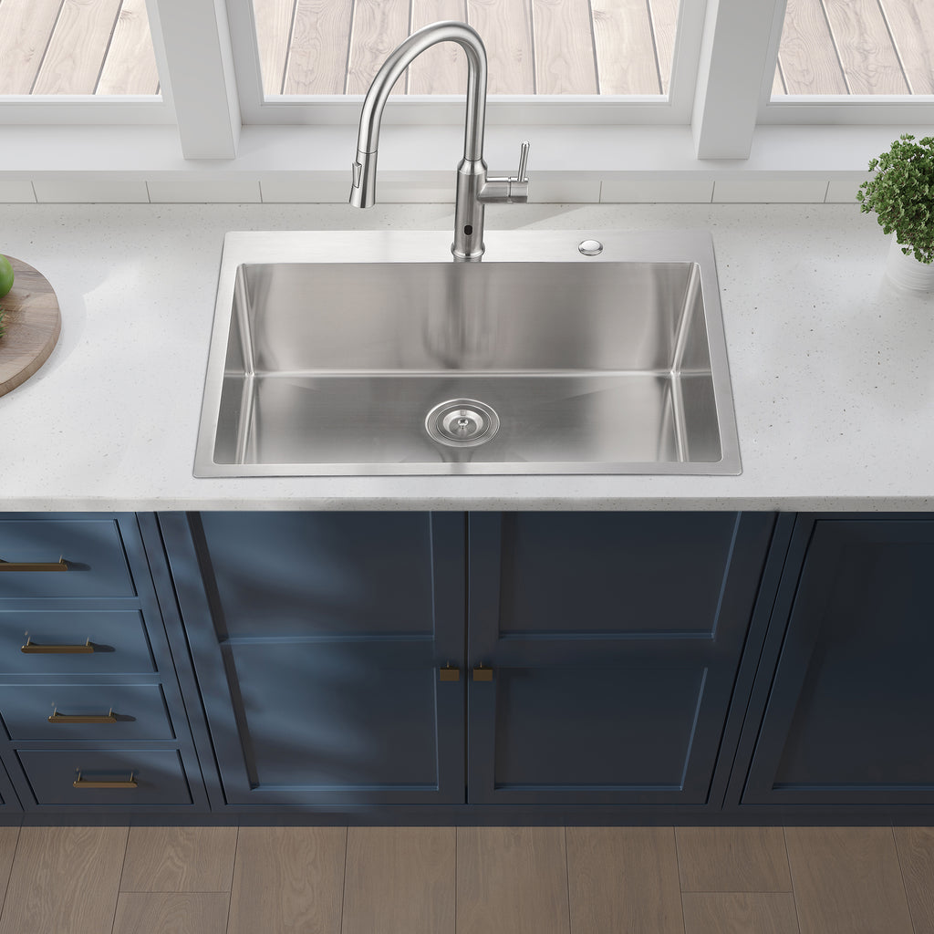 Anthony & Home stainless steel drop-in kitchen sink with single bowl, ideal for modern kitchen installations.