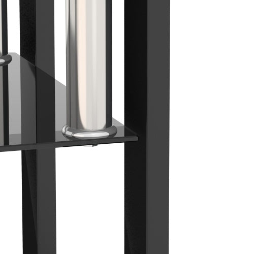 Set of 2 Modern Tempered Glass Tea Coffee End Tables Black