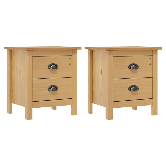 Bedside Tables Hill 2 Pack Pine Nightstands 46x35x49.5 Cm