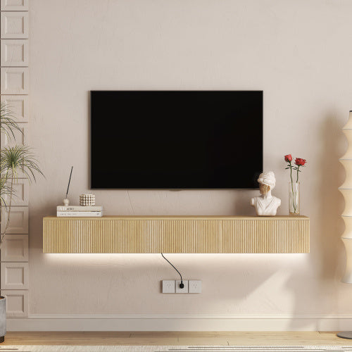 Floating Wall TV Stand With 16 Color LEDs For 55 To 65 TVs