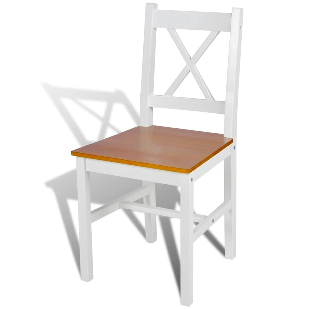 White Pinewood Solid Wood Dining Chairs Set Of Six Premium