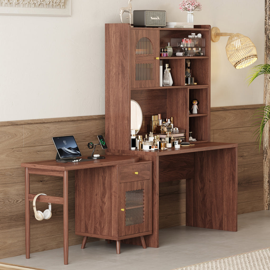 Anthony & Home rotating desk with storage from the Studio Collection, featuring a sleek surface, storage compartments, and a rotating design.