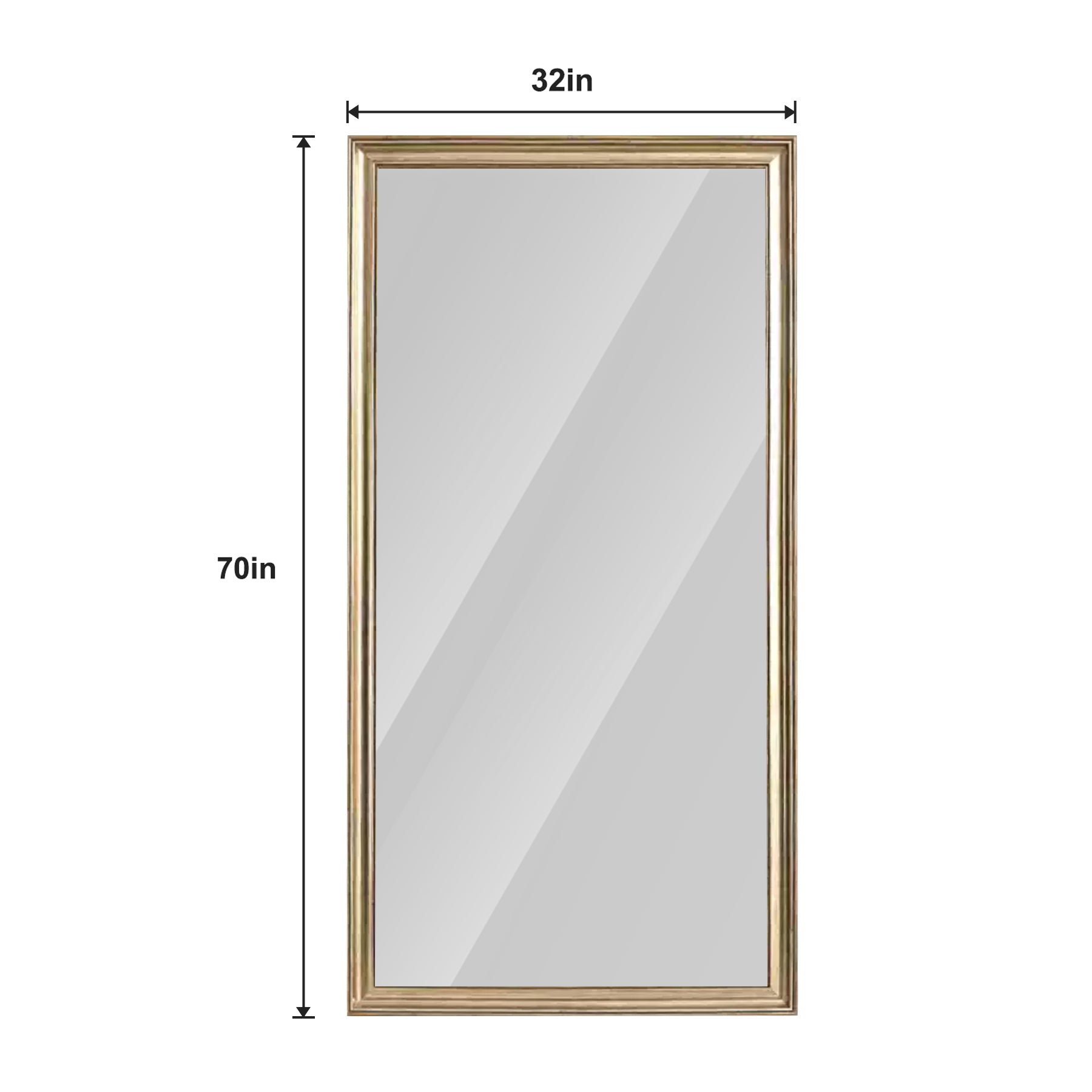 Elegant full-body mirror with copper finish and wood frame, floor-standing design from Anthony & Home's exclusive collection.