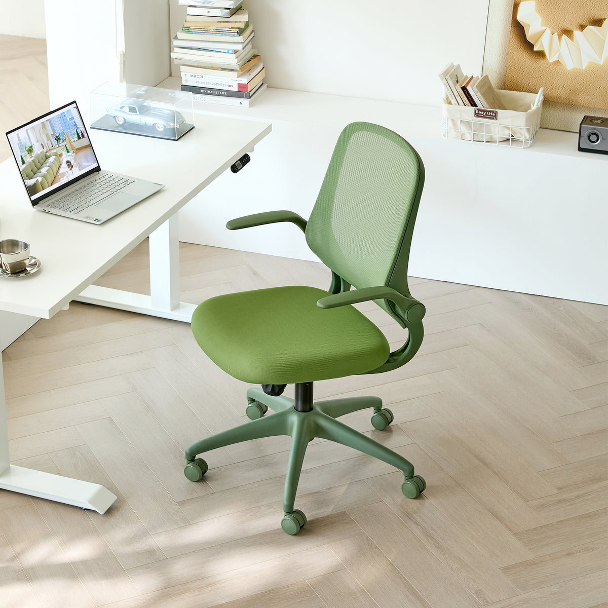 Anthony & Home ergonomic green office chair with mesh back, height adjustable, rotating, supports up to 350 lbs, ideal for office use
