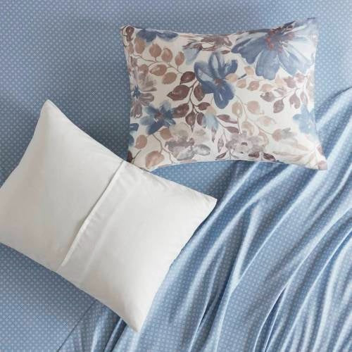 Blue Floral Comforter Set With Bed Sheets Queen Size